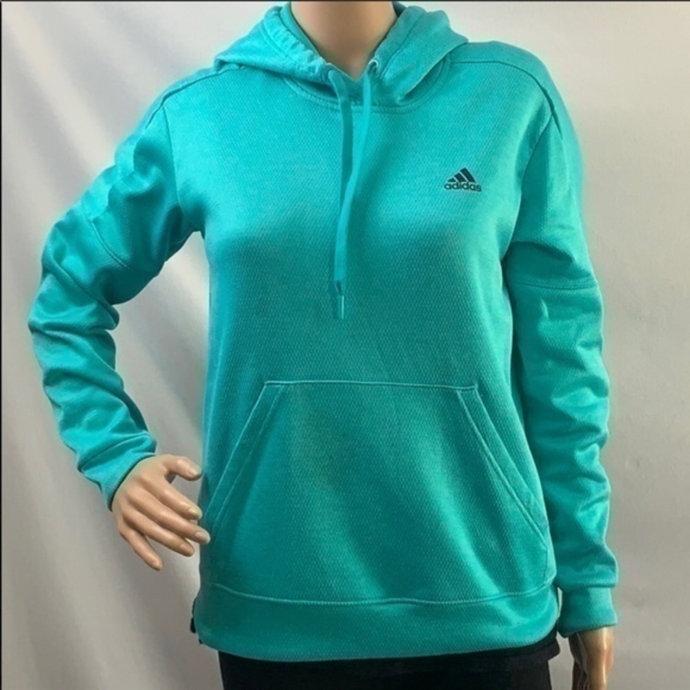 Adidas teal hoodie sweatshirt pullover logo